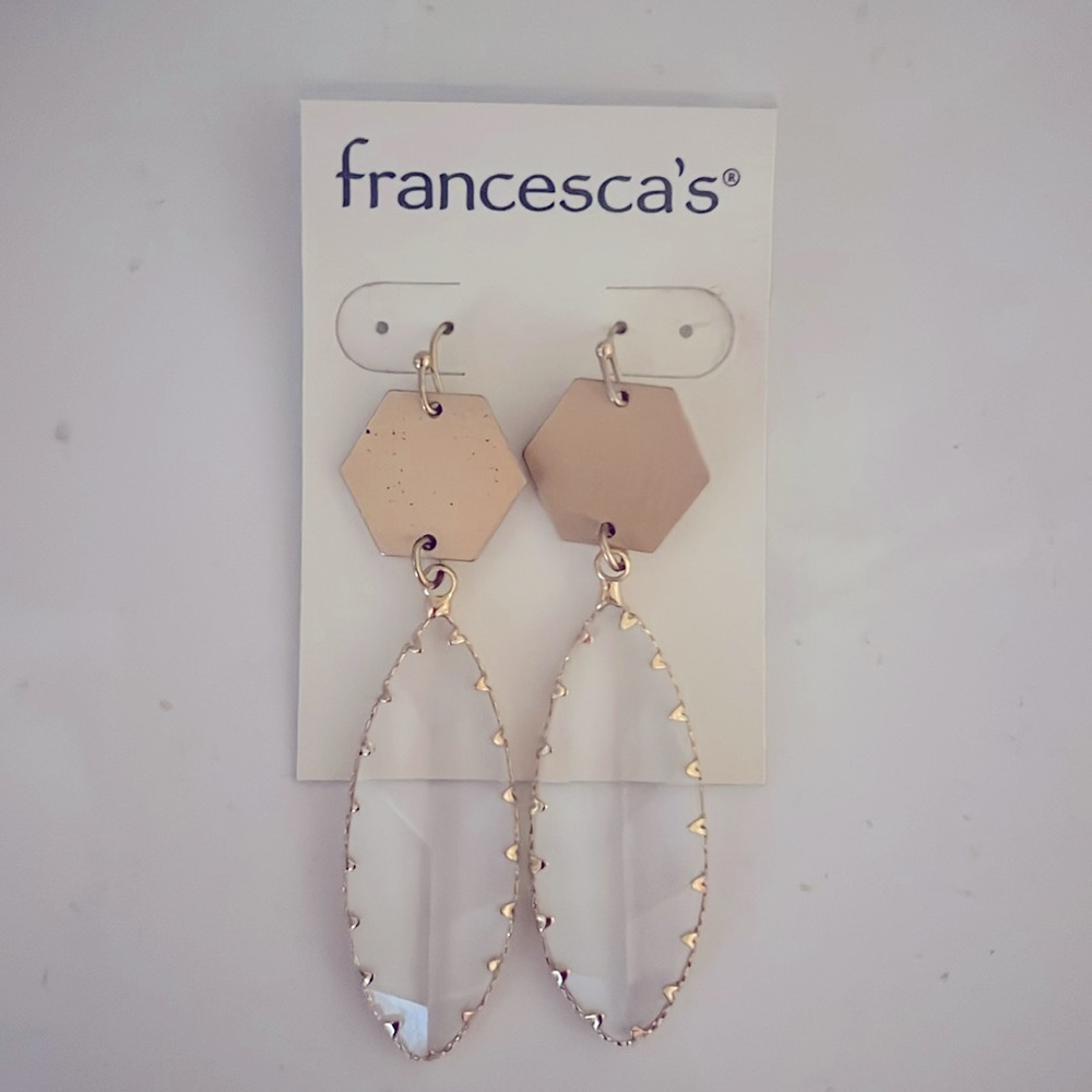 gold/clear dangle earrings